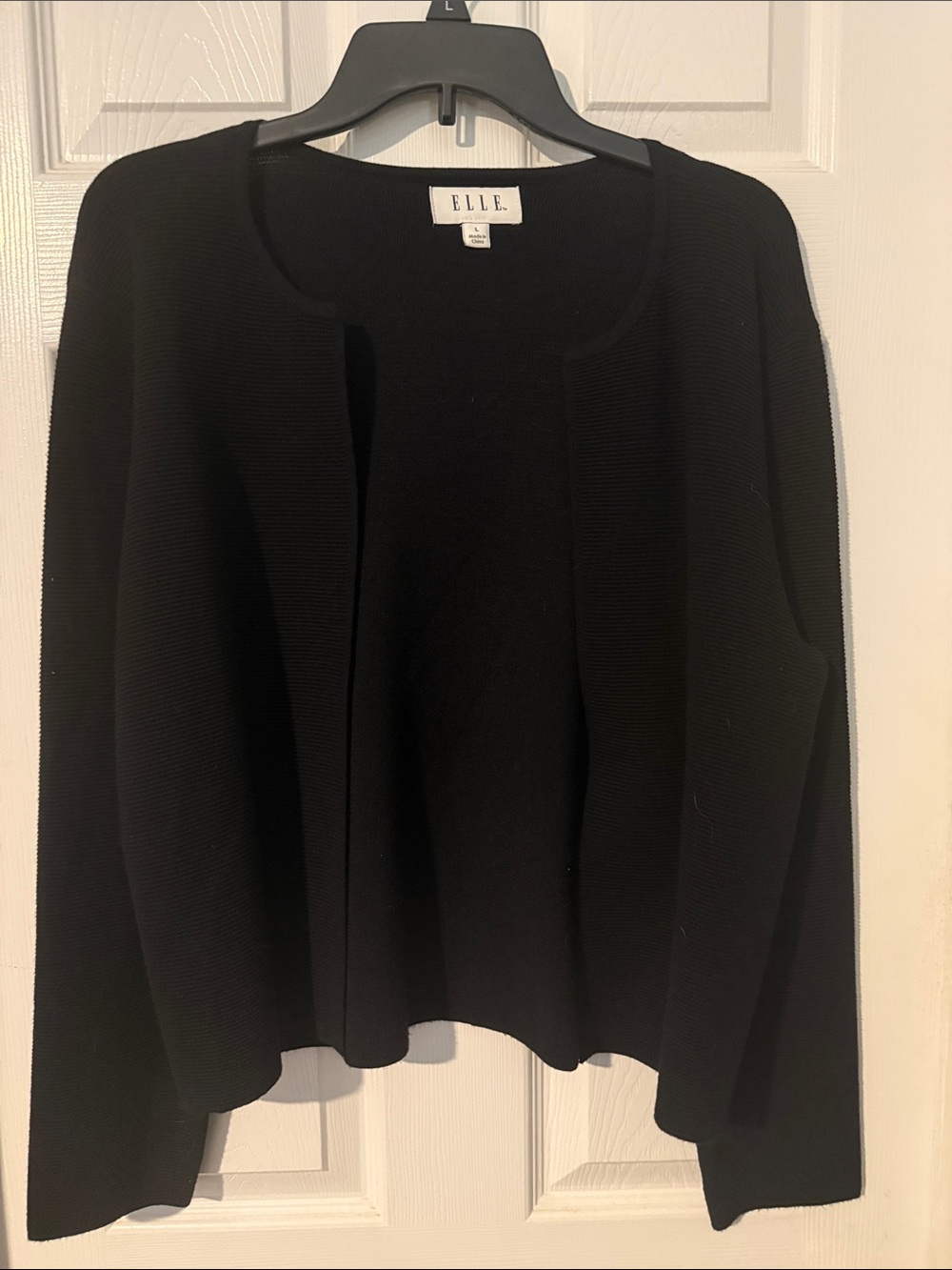 ELLE Black Open-Front Knit Cardigan - Picture 1 of 4